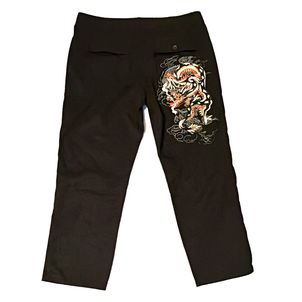 Ed Hardy Pants Mens 38x31 Dragon Graphic Logo Black Streetwear Cargo Straight